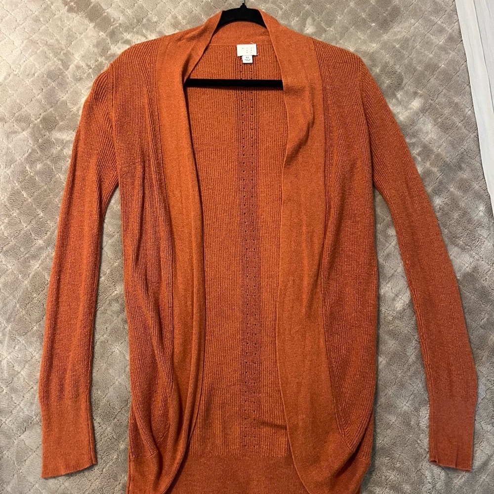 a new day Women's Orange Open-Front Cardigan